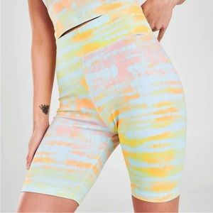 Puma Womens Tie-Dyed Bike Shorts Blue Glow Size Medium NWT